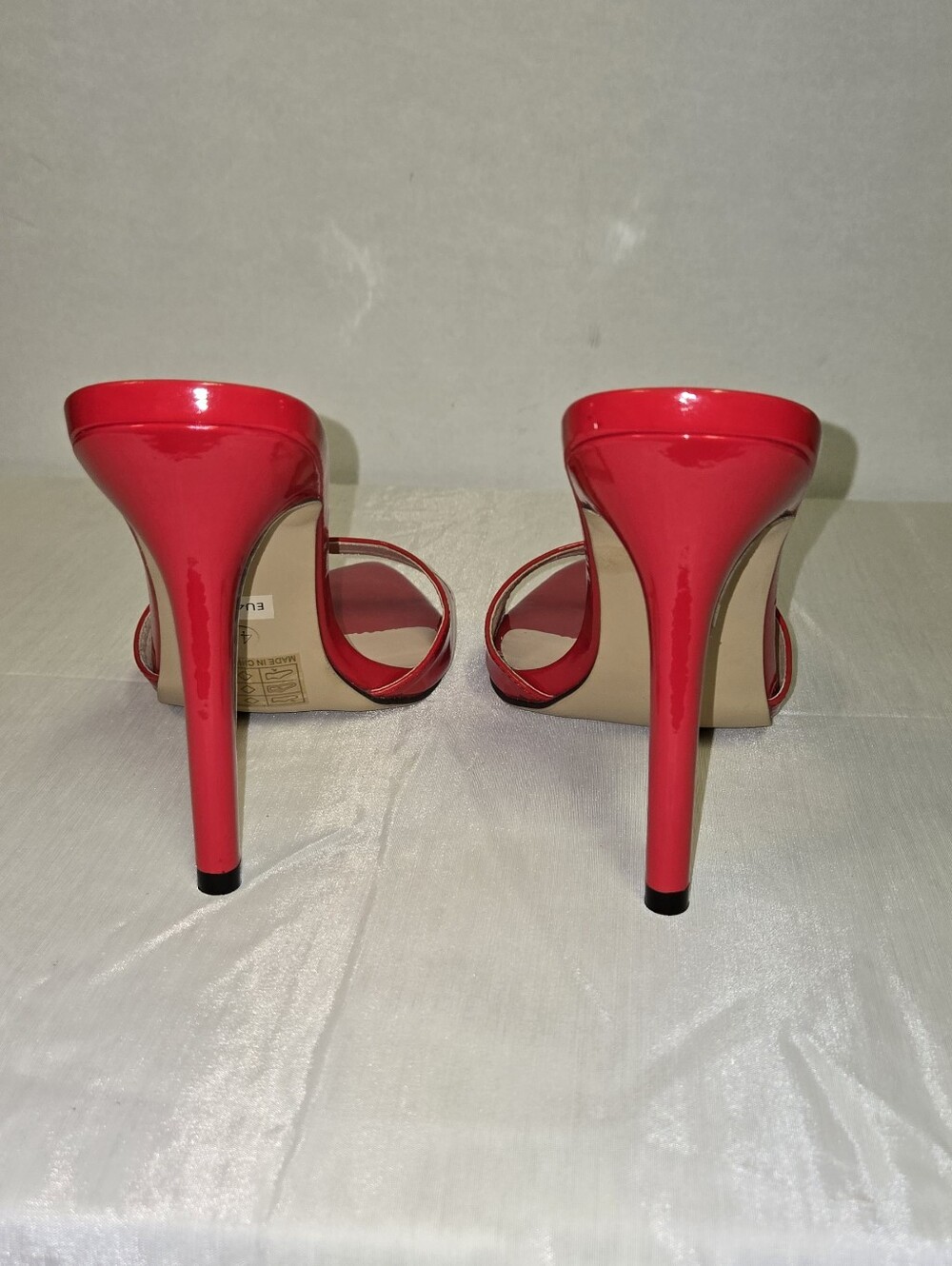 Red Patent Stiletto Slide Heels for Women - Picture 3 of 6